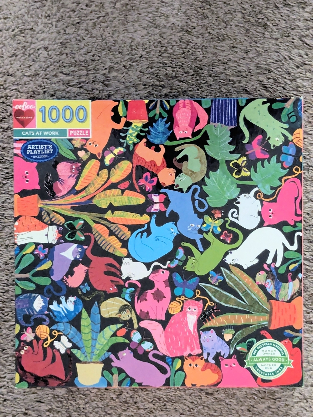eeBoo "Cats at Work" 1000-Piece Jigsaw Puzzle (HTF / Discontinued)